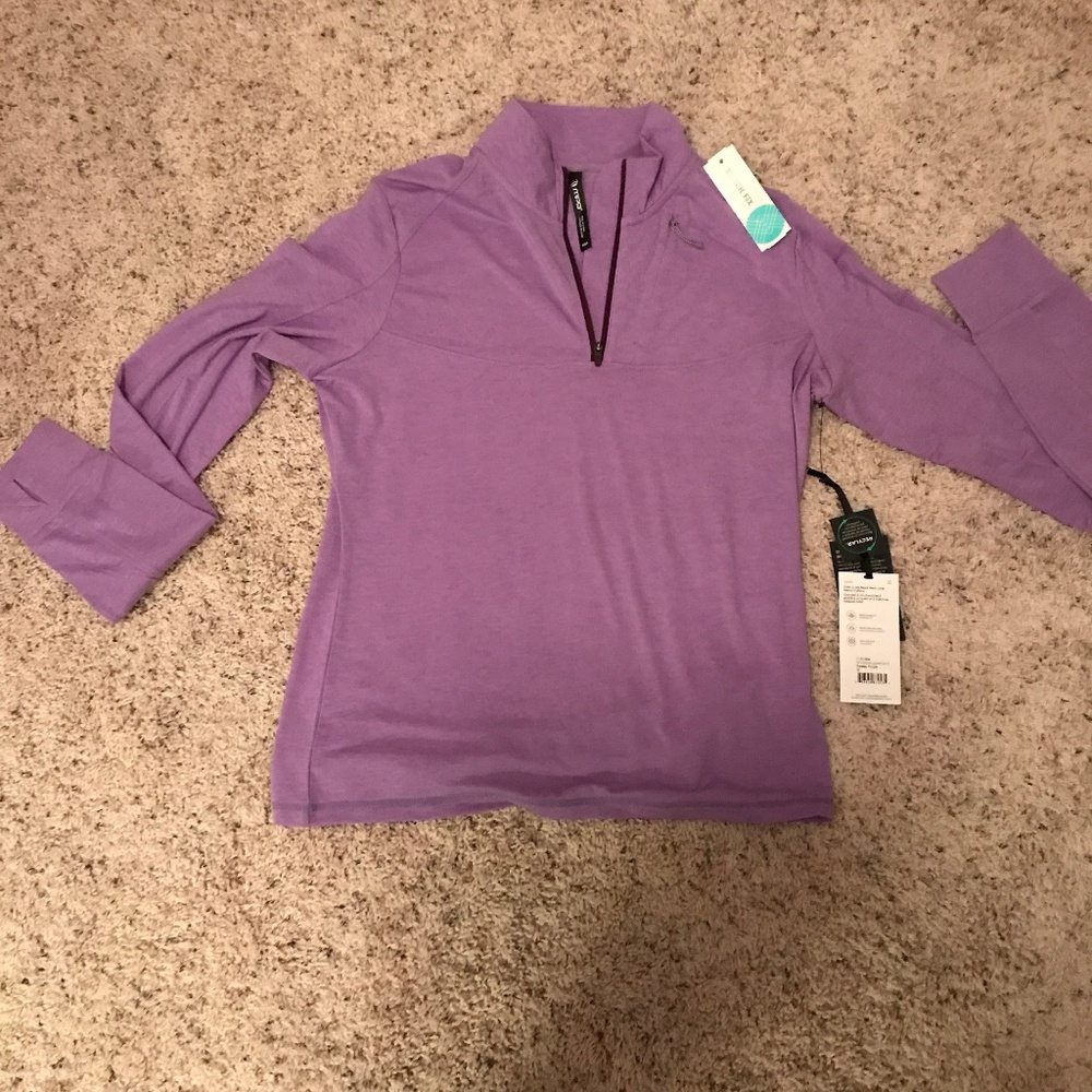 Purple MPG sport mock long sleeve pull over